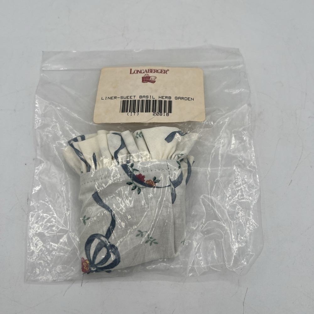 🌿 Longaberger Sweet Basil Booking Basket Liner – Herb Garden Pattern – NIP 🧺